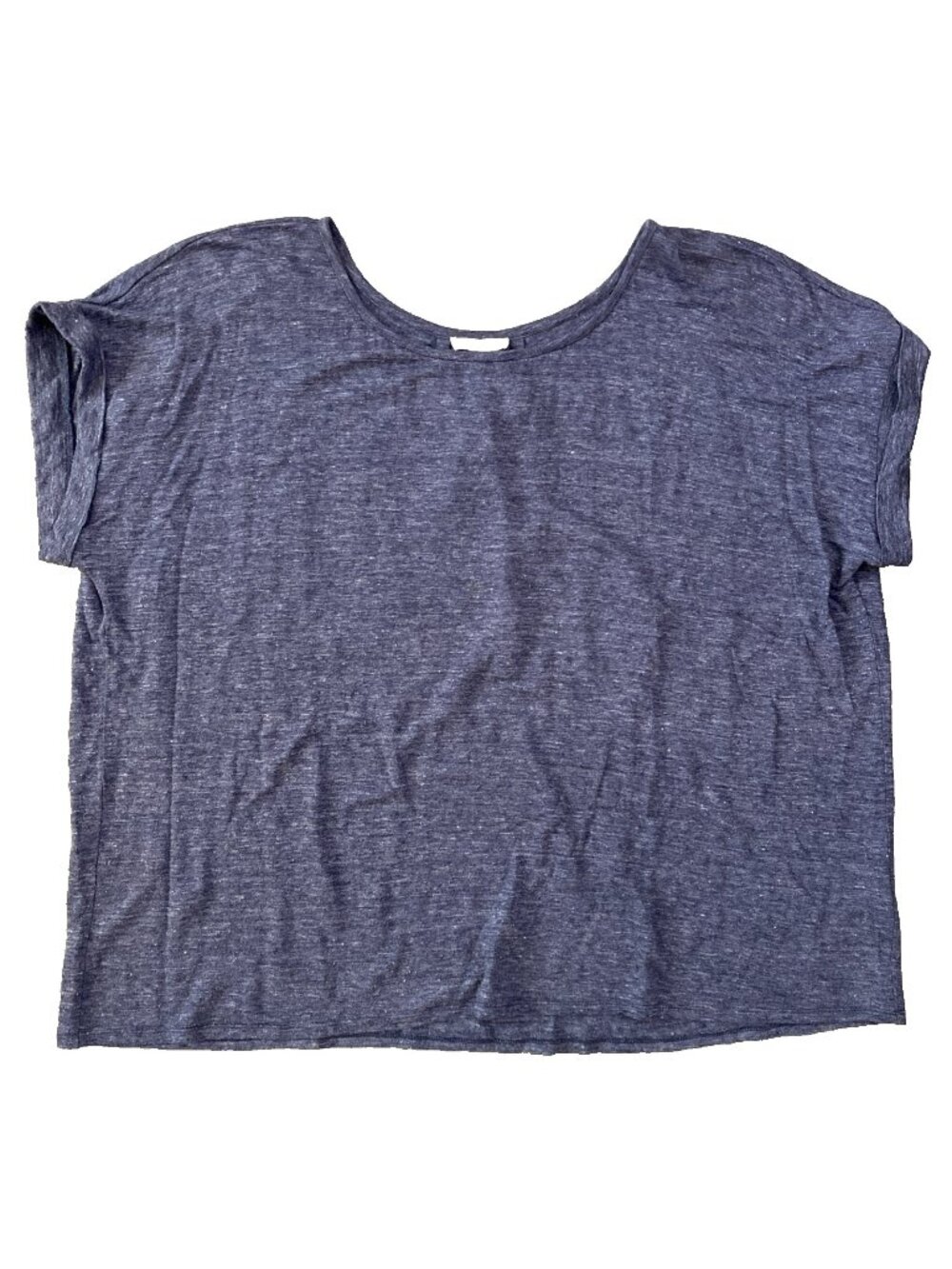 Eileen Fisher 100% Linen Cotton Blouse Boxy Top Knit Sustainable Blue Sz Large